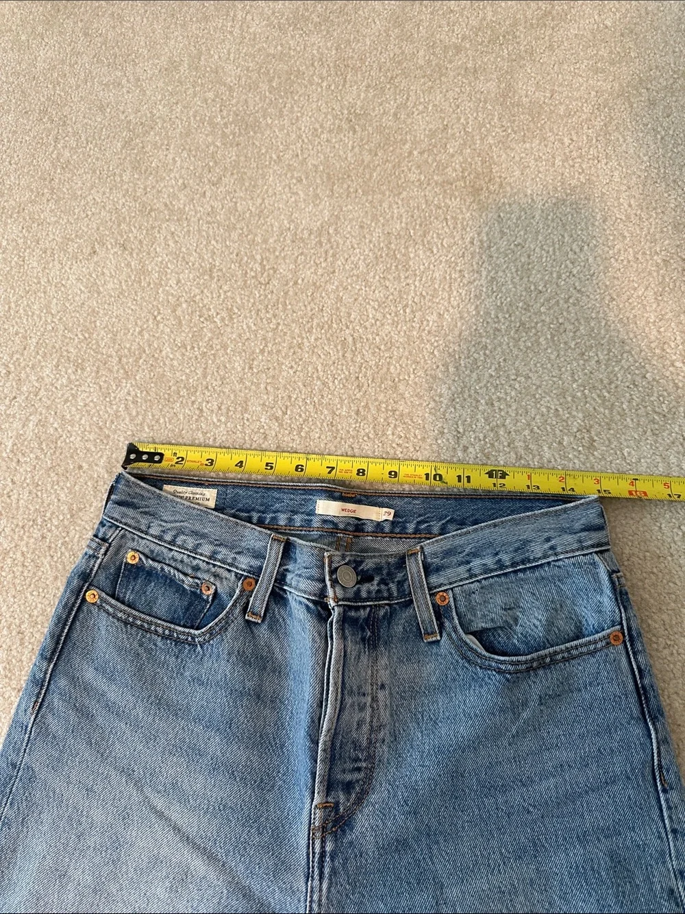 Levi's Blue Straight-Leg Jeans with Frayed Hem